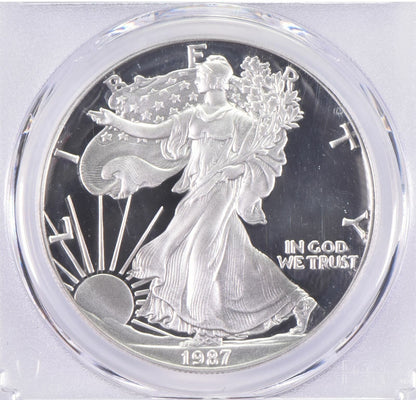 1987-S PR70 DCAM American Silver Eagle PCGS Blue Label *0299