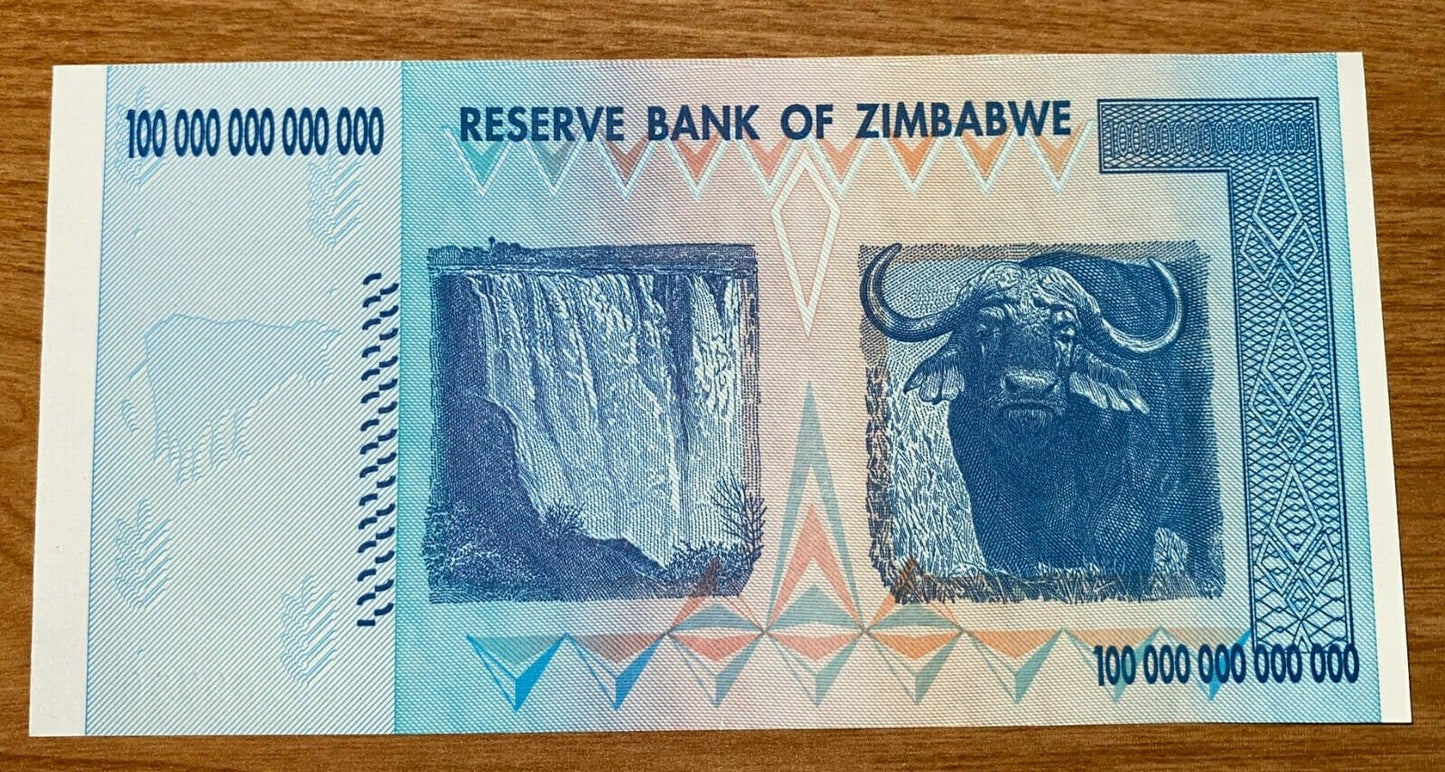 2008 100 TRILLION DOLLARS ZIMBABWE BANKNOTE AA P-91 GEM Unc Note Currency