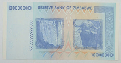 2008 100 TRILLION DOLLARS ZIMBABWE BANKNOTE AA P-91 GEM Unc Note Currency