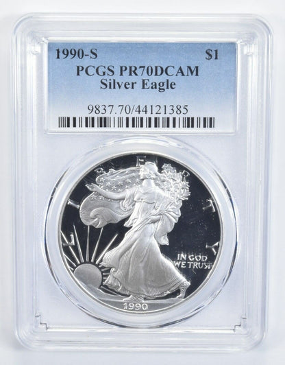 1990-S PR70 CAM PCGS American Silver Eagle Proof 70