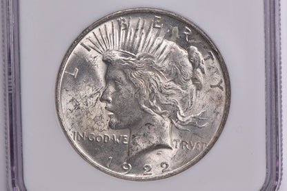 MS62 1922 Peace Dollar Binion Silver Hoard - NGC