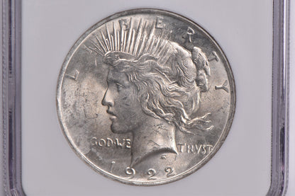 MS63 1922 Peace Dollar Binion Silver Hoard - NGC