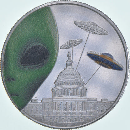 1 Troy Oz .999 Fine Silver Alien Enamel Solar System Round