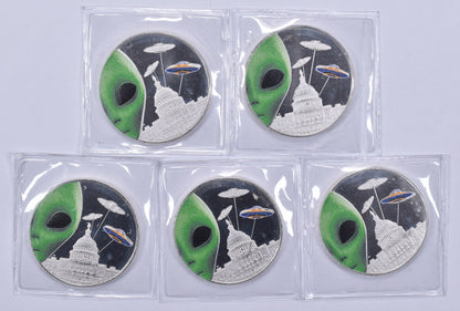 1 Troy Oz .999 Fine Silver Alien Enamel Solar System Round